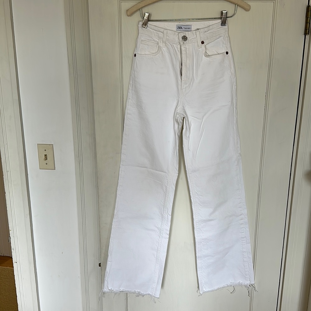 Zara white high rise jean
